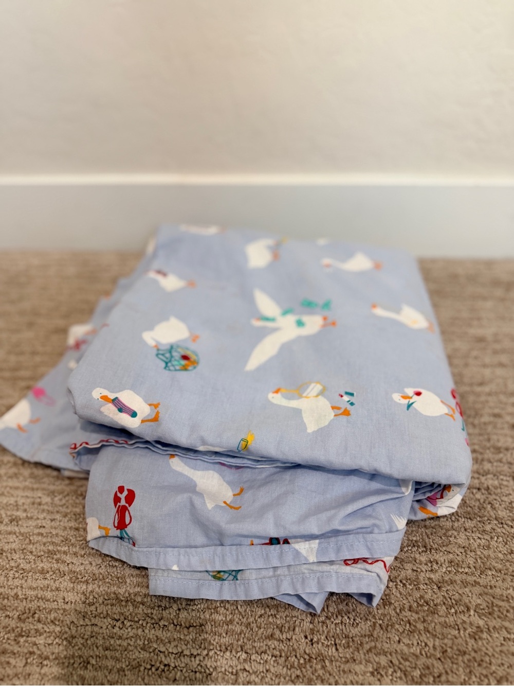 Urban Outfitters Silly Goose Blue King Flat Sheet